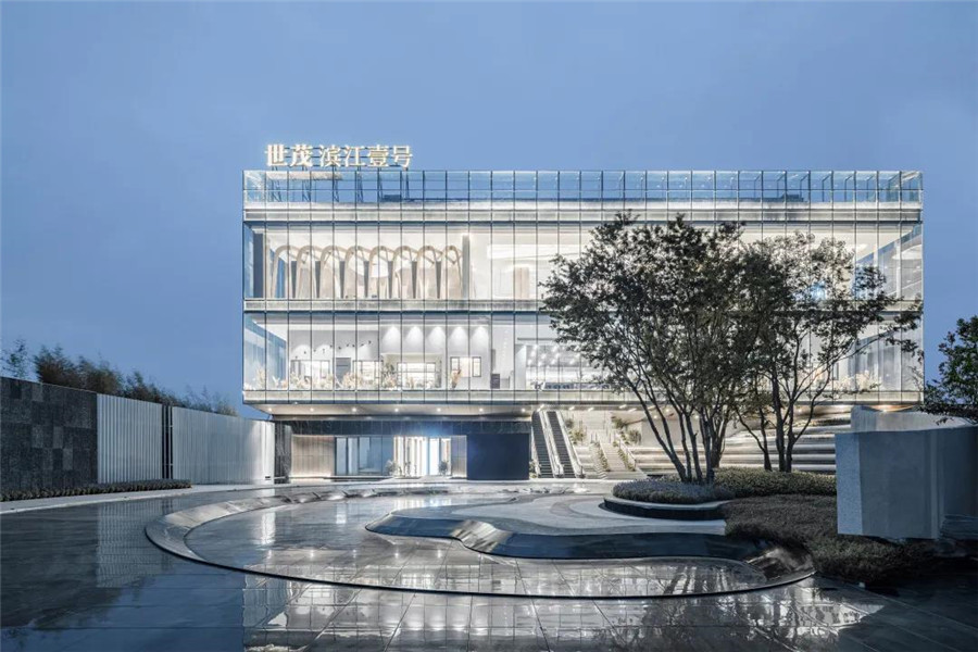 分析下售樓處的那些裝飾材料，玻璃丨銅丨穿孔板丨UHPC丨石材