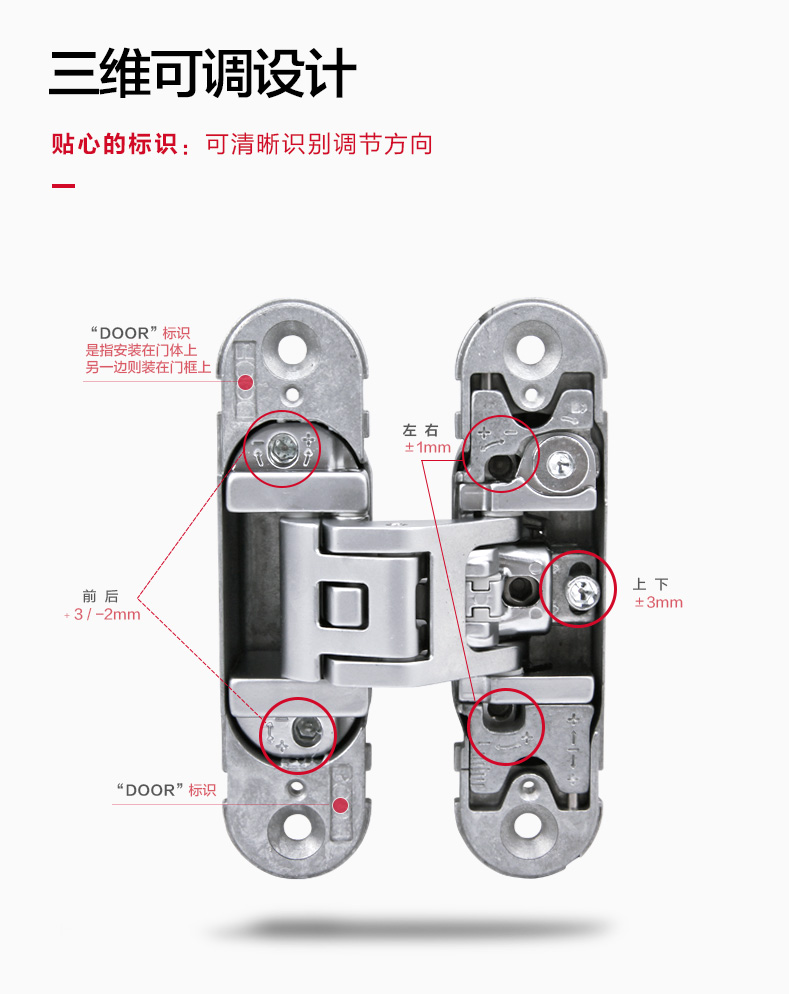 海福樂三維可調十字合頁