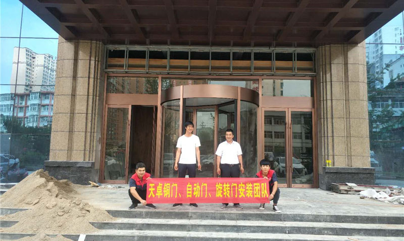 徽縣瑞豐酒店三翼自動旋轉門+地彈門組合，附圖紙